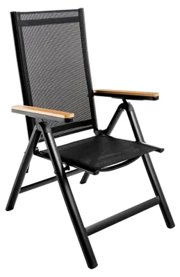 Produktbild von Gartenstuhl DESIGNO - anthrazit - Aluminium klappbar wetterfest Hochlehner für Balkon und Terrasse