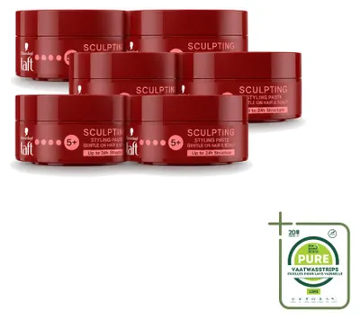 Image de 6 tubes de pâte coiffante Taft Sculpting - Fixation flexible - 75 ml - Pack économique - 6 pièces