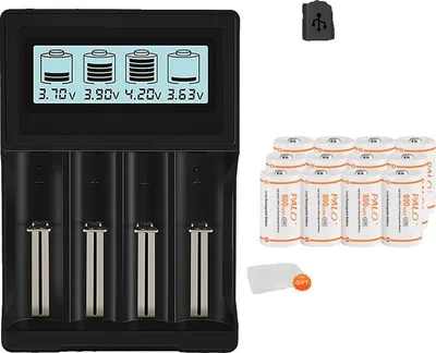 Immagine prodotto di Batteria agli ioni di litio, 3,7 V ricaricabile, compatibile con fotocamere, 12 batterie, 1 caricabatterie