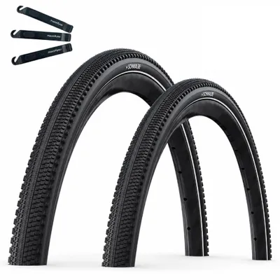 Produktbild von 2 x Schwalbe G-One Comp Plus Drahtreifen Active PunctureGuard Green Compound E-25 Schwarz+Reflex 45-622 (28 x 1.70") inkl. maxxi4you Reifenheber