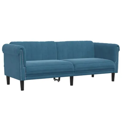 Image de vidaXL Canapé 3 places bleu velours