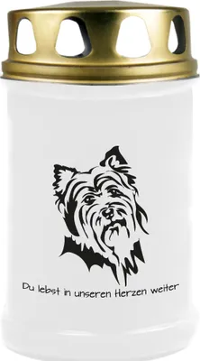 Obrázek produktu pro Hrobová svíčka bílá, doba hoření: 48 hodin, motiv: Terrier