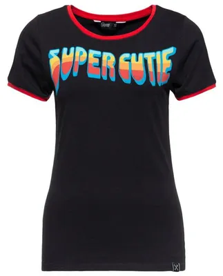 Produktbild von Queen Kerosin Ringer T-Shirt - Super Cutie Schwarz L