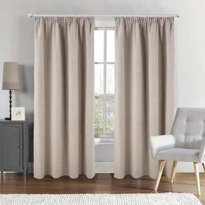Imagen del producto de Cortina opaca Unyqoos® – Bloquea el 100% de la luz, 140 x 260 cm – con banda multifuncional, 1 unidad, 100% poliéster, color arena