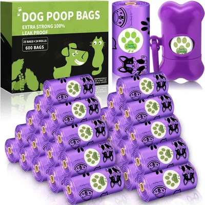 Produktbild von Hundekotbeutel 600 Stück, 24 Rollen, Auslaufsicher, Geruchlos, Extra dick, Für Standardspender