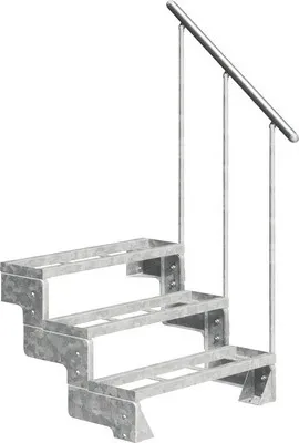 Produktbild von Aussentreppe Pertura Tallis mit Geländer 3 Steigungen Einlegestufen 100 cm Stahl