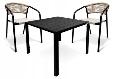 Zdjęcie produktu dla Zestaw mebli ogrodowych balkon stół Allen-ST 70x70C + 2x krzesło Portino taupe