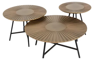 Image de Eleganter Brauner Holz-Couchtisch mit Beistelltischen im modernen Stil