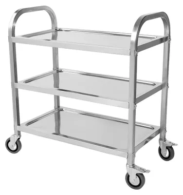 Image de Chariot de cuisine, acier inoxydable, 3 niveaux, argent