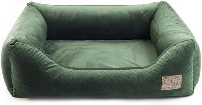Obrázek produktu pro Prémiový pelíšek pro psy | Velikost 1: 63 x 55 x 19 cm | Pelíšek pro psy nebo kočky | Pohovka pro psy, polštář pro psy, lehátko pro psy Velvet Green S