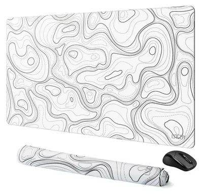 Image de Tapis de souris gaming XXL, 900x500 mm, blanc, avec surface topographique, antidérapante et résistante à l'eau