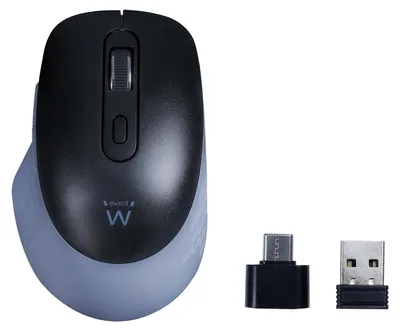 Produktbild von Ewent EW3204, rechts, Optisch, RF Wireless, 1600 DPI, Schwarz, Grau