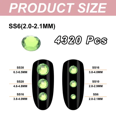 Produktbild von 4320 Stš¹ck SS6 Runde Flatback Kristall 2,0-2,1mm Glas Strasssteine Diamanten fš¹r DIY Basteln Kleidung Schuhe Nagelkunst Dekoration, Hellgrš¹n