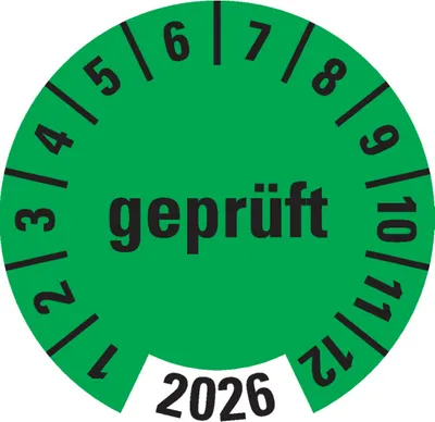 Produktbild von Dreifke® Prüfplakette  2026, grün, Folie, ablösbar, Ø 30mm, 18/Bogen
