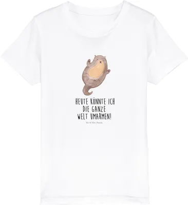 Produktbild von Mr. & Mrs. Panda Kleinkinder T-Shirt Otter Umarmen 3-4 Jahre (98/104) - Weiß - Geschenk, gut Gelaunt, Seeotter See, Hallo, Teenager, Kindershirt, glücklich, Kinder Jungen