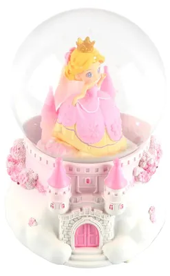 Schneekugel mit Prinzessin, 10 cm, Musik, Lichter, rosa