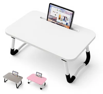 Zdjęcie produktu dla Biurko na kolana - Stolik do laptopa do łóżka - 48 x 30 cm - Składany - Biały