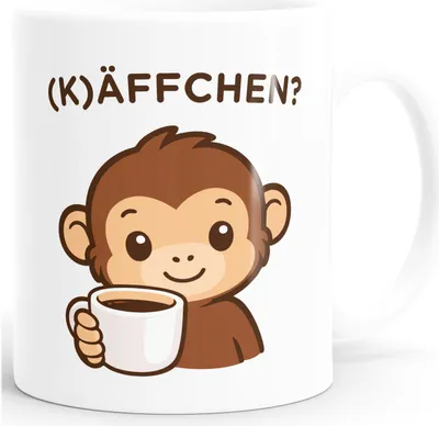 Produktbild von Tasse Spruch Käffchen Wortspiel Affe lustige Tiermotive Bürotasse lustige Kaffeebecher Geschenk Kaffeeliebhaber MoonWorks®
