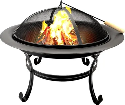 Image de BBQ Collection BBQ Collection Bac à feu - Panier à feu avec pare-étincelles - Foyer extérieur 77 x 17 x 76 cm - Foyer de jardin avec poignées - Foyer de terrasse pour bois de chauffage - Four de terrasse et de jardin pour feu de camp - Acier au carbone
