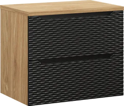 Obrázek produktu pro Koupelnová skříňka 70 cm černá matná + horní deska z naolejovaného dubu MDF