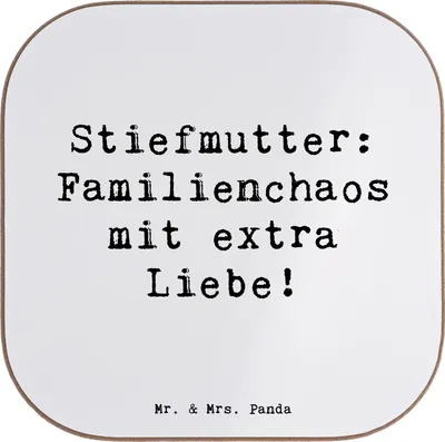 Produktbild von Mr. & Mrs. Panda Untersetzer für Gläser Spruch Stiefmutter Liebe - Weiß - Geschenk, Coaster, Stiefkind, Freude, Weisheit, Tischuntersetzer, Familienmitglieder, Beziehung