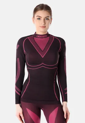 Produktbild von Ladeheid Damen Funktionsunterwäsche Langarm Shirt Thermoaktiv LAGI004 (Schwarz/Rosa, XL)