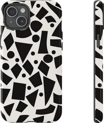 Produktbild von Schwarz-weißes geometrisches Muster – Hülle Kompatibel mit iPhone 15 Plus
