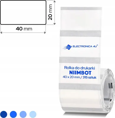 Produktbild von Weiße Etiketten + blauer Aufdruck für Niimbot B1 B4 B21 B21_Pro B3S, B31 selbstklebende Thermosticker 40x20