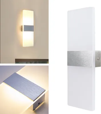 Zdjęcie produktu dla SWANEW LED kinkiet wewnętrzny/zewnętrzny nowoczesny kinkiet oświetlenie ścienne schody korytarz ciepła biel 2X 12W