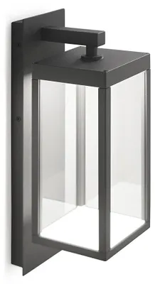 Immagine prodotto di GES771C Applique da parete per esterni in alluminio grigio antracite, vetro trasparente, LED 13W 3000K 500lm, IP54, Non dimmerabile - Gealuce