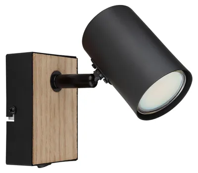 Produktbild von Gambellara »Gambellara« verstellbare Wandlampe aus Metall/Holz in Schwarz/Natur