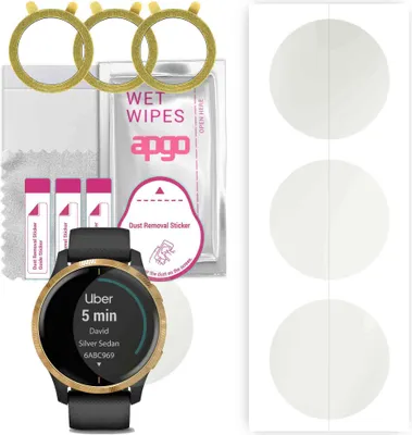 Produktbild von apgo 3 Stück Schutzfolie, Matt, kompatibel mit Garmin Venu Smartwatch, Hydrogel Displayschutzfolie mit Positionierhilfe, Displayfolie, robust und kratzfest