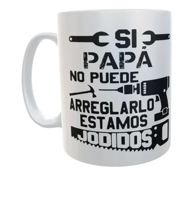 Weiße Tasse Papa Arrego, 300 ml, Keramik, 1 Stück
