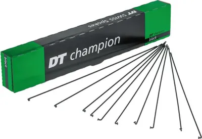 Immagine prodotto di Raggi DT Swiss Champion M 2x270 mm, acciaio inox, senza nippli, neri (confezione da 100)