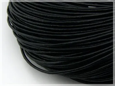 Produktbild von Vintageparts Echtlederband Schwarz 2 m 2 mm rund