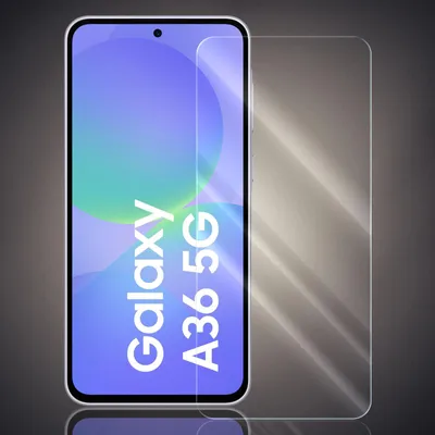 A screen protector is shown next to a smartphone displaying a colorful wallpaper.