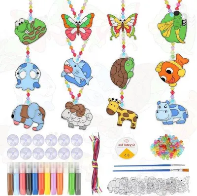 Image de Kit artistique pour enfants avec 12 couleurs, kit de décoration, projet de bricolage, décoration de fenêtre