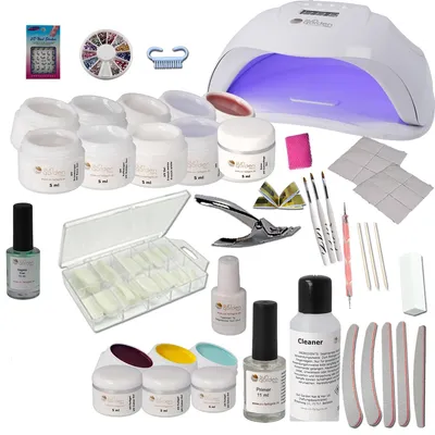 Produktbild von UV Gel Starterset Starlight inkl. UV-LED Gerät - Nagelstudio Einsteiger Set inkl. UV Gele, Farbgele, Nailart und UV Lampe