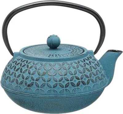 Produktbild von Blaue Gusseisen Teekanne 1l mit Filter
