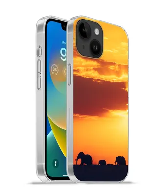 Produktbild von MuchoWow® Handyhülle Schutzhülle Hülle für Apple iPhone 14 - Softcase Elefanten - Horizont - Sonnenuntergang - Tiere Silikon Softcase Handy Hülle - Mobiltelefonhülle