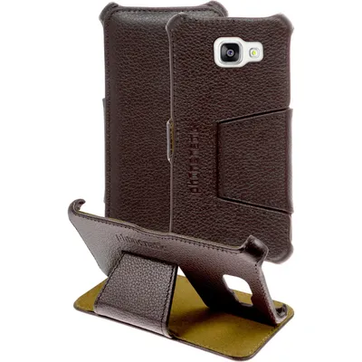 Produktbild von PhoneNatic Echt-Lederhülle kompatibel mit Samsung Galaxy A5 (2016) A510 - Leder-Case braun + Glasfolie