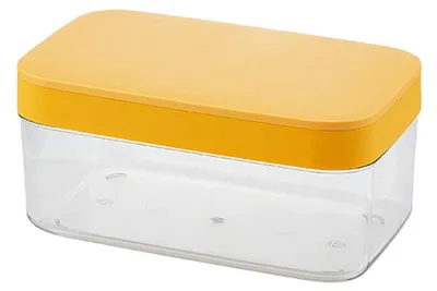 Produktbild von Eiswürfelform mit Deckel, leicht zu entnehmen, Eiswürfelform aus Silikon, Eisaufbewahrungsbox, gelb