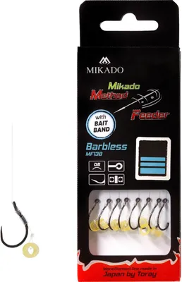 Produktbild von 8 x MIKADO METHOD FEEDER BARBLESS Haken Rig `s mit Pellet- Bait Band Schonhaken #8 / 0,23mm