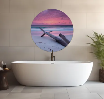 Produktbild von Wallario wasserfestes Poster selbstklebend 90 x 90 cm, Abendhimmel bei Sonnenuntergang, Badezimmerposter Spritzschutz mit Hochglanzoberfläche in Glasoptik
