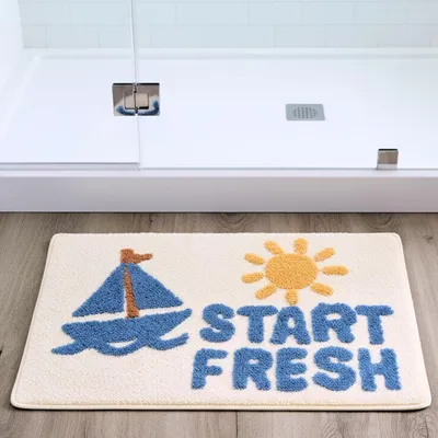 Image de Tapis de bain 50 x 80 cm, antidérapant – tapis de salle de bain, doux et à séchage rapide – lavable, absorbant – tapis de douche pour baignoire et douche
