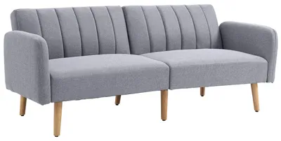 Obrázok produktu pre HOMCOM, rozkladacia sedačka, dvojmiestna, s látkovým čalúnením, s funkciou lôžka, 173 x 75 x 73 cm, sivá