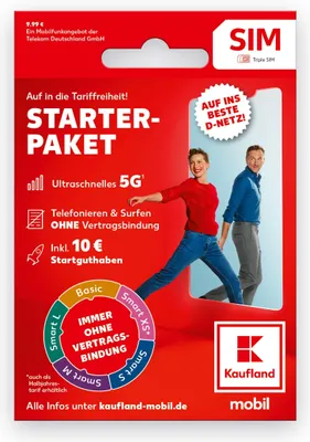 Produktbild von KAUFLAND MOBIL Prepaid SIM Starterpaket mit 5G im besten D-Netz inkl. 10 € Startguthaben
