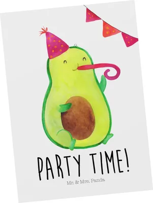 Produktbild von Mr. & Mrs. Panda Postkarte Avocado Party Zeit - Weiß - Geschenk, Ansichtskarte, Ansichtskarten, Genießen, Geburtstag, Glücklich, Fotokarte, Happy Birthday, bildkarte