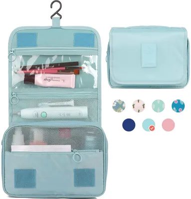 Produktbild von Reise Kulturtasche Zum Aufhängen Kulturbeutel Kosmetiktasche Waschtasche für Kinder Frauen Mädchen Damen (Himmelblau)