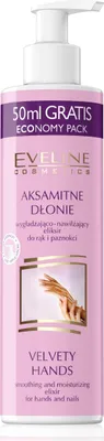 Obrázok produktu pre Eveline Cosmetics Aksamitne Dłonie Vyhladzujúci a hydratačný elixír na ruky a nechty, 245 ml